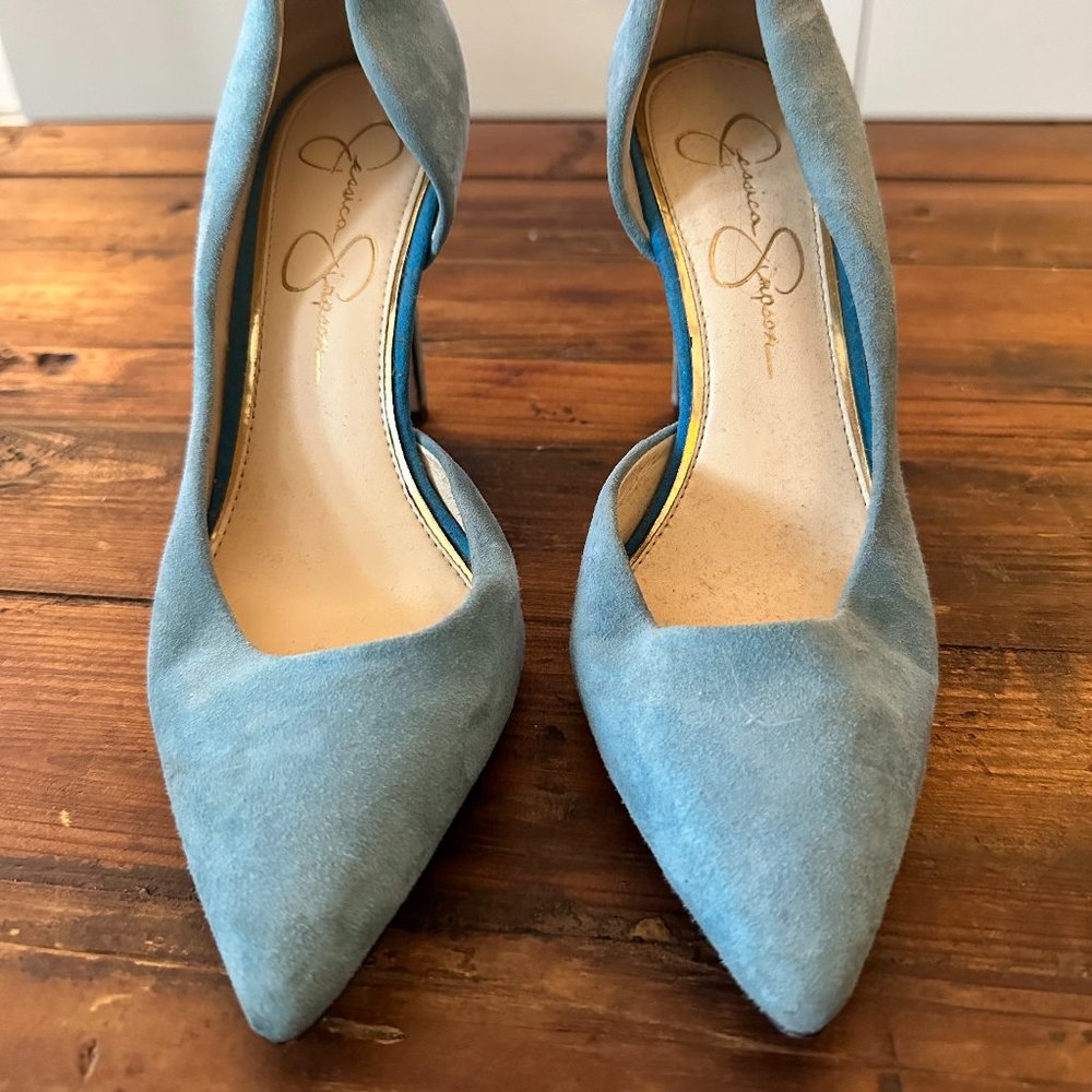 Jessica Simpson D'Orsay Light Blue Suede Pumps, Size 7